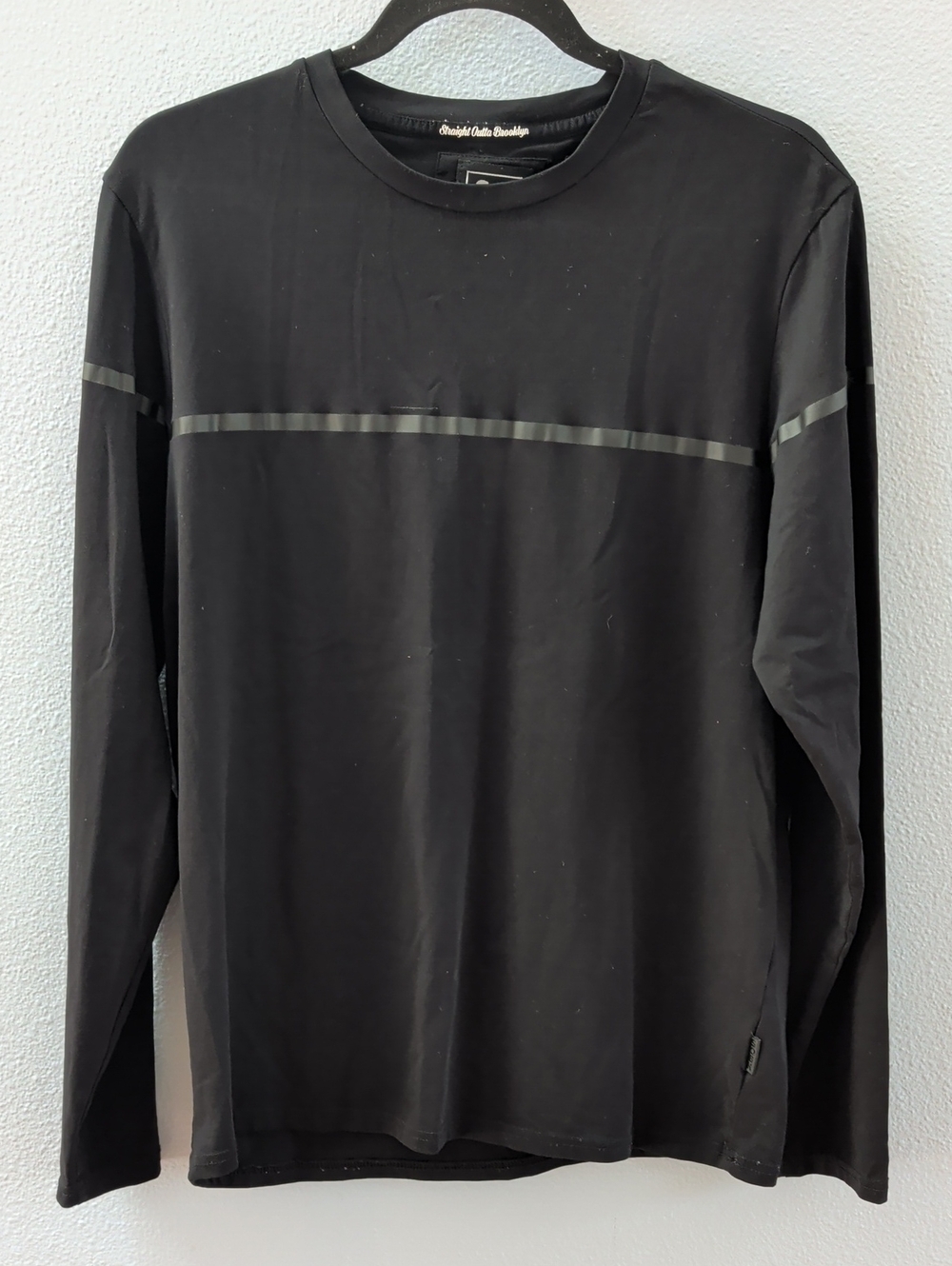 SOBK Black Long Sleeve Crewneck with Chest Stripe